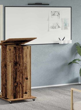 VidaXL Podium met lade met wiel Oud hout 55 x 55 x 107 cm Bewerkt hout