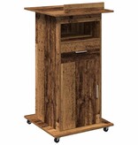 VidaXL Podium met lade met wiel Oud hout 55 x 55 x 107 cm Bewerkt hout