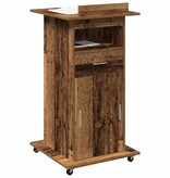 VidaXL Podium met lade met wiel Oud hout 55 x 55 x 107 cm Bewerkt hout