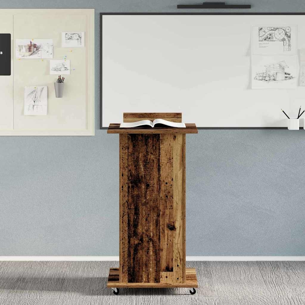 VidaXL Podium met lade met wiel Oud hout 55 x 55 x 107 cm Bewerkt hout
