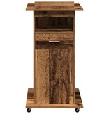 VidaXL Podium met lade met wiel Oud hout 55 x 55 x 107 cm Bewerkt hout