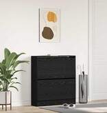VidaXL Schoenenkast Zwart eiken 80 x 21 x 87.5 cm Bewerkt hout