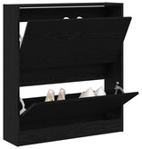 VidaXL Schoenenkast Zwart eiken 80 x 21 x 87.5 cm Bewerkt hout