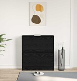 VidaXL Schoenenkast Zwart eiken 80 x 21 x 87.5 cm Bewerkt hout