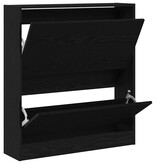 VidaXL Schoenenkast Zwart eiken 80 x 21 x 87.5 cm Bewerkt hout