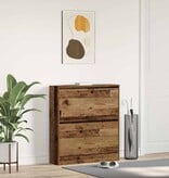 VidaXL Schoenenkast met opslag Oud hout 80 x 21 x 87.5 cm Bewerkt hout