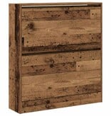 VidaXL Schoenenkast met opslag Oud hout 80 x 21 x 87.5 cm Bewerkt hout