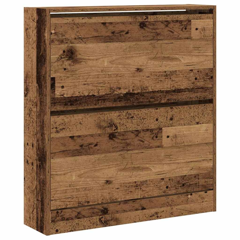 VidaXL Schoenenkast met opslag Oud hout 80 x 21 x 87.5 cm Bewerkt hout