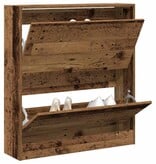 VidaXL Schoenenkast met opslag Oud hout 80 x 21 x 87.5 cm Bewerkt hout