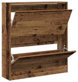 VidaXL Schoenenkast met opslag Oud hout 80 x 21 x 87.5 cm Bewerkt hout