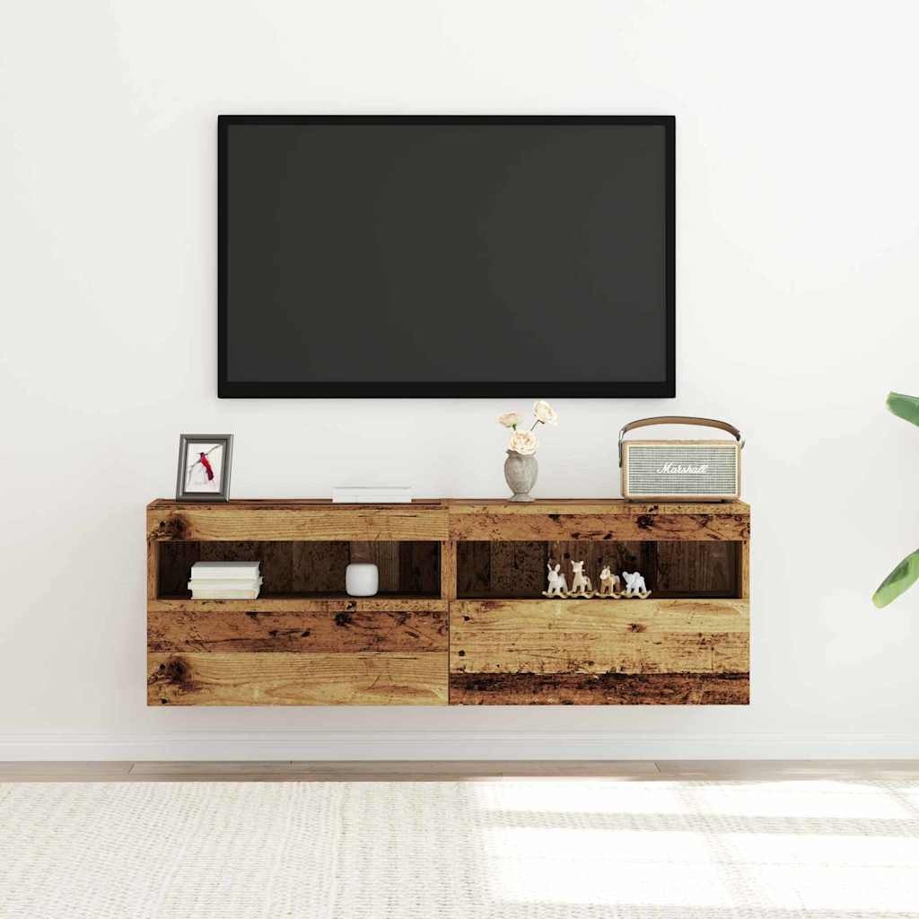 VidaXL TV Wandkast Oud hout 60 x 30 x 40 cm Bewerkt hout