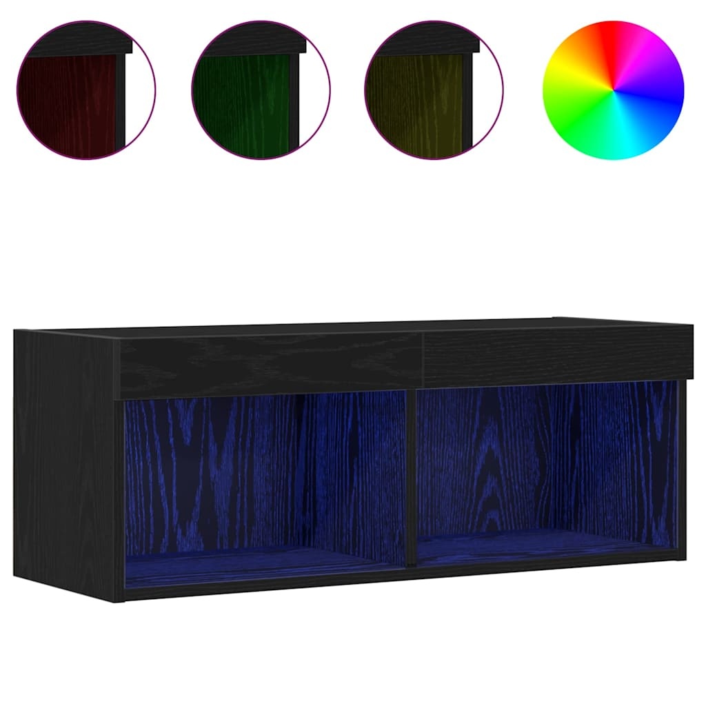 VidaXL TV-kast 2 pcs Zwart eiken 80 x 30 x 30 cm Bewerkt hout