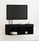 VidaXL TV-kast Wandgemonteerd Zwart Eiken 80 x 30 x 30 cm Bewerkt hout