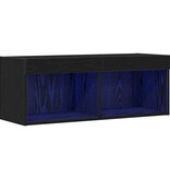 VidaXL TV-kast Wandgemonteerd Zwart Eiken 80 x 30 x 30 cm Bewerkt hout