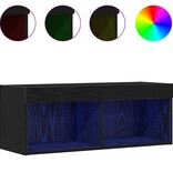 VidaXL TV-kast Wandgemonteerd Zwart Eiken 80 x 30 x 30 cm Bewerkt hout