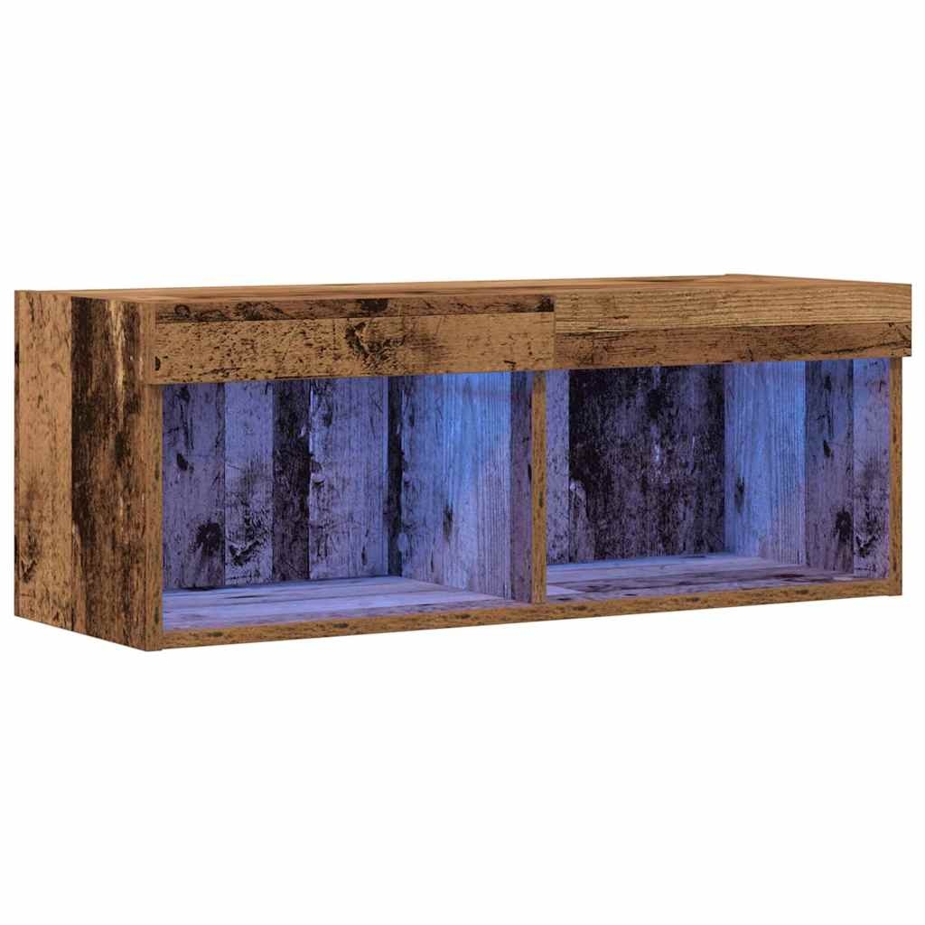 VidaXL TV-kast Wandgemonteerd Oud hout 80 x 30 x 30 cm Bewerkt hout