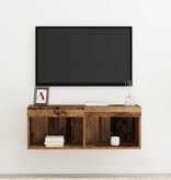 VidaXL TV-kast Wandgemonteerd Oud hout 80 x 30 x 30 cm Bewerkt hout
