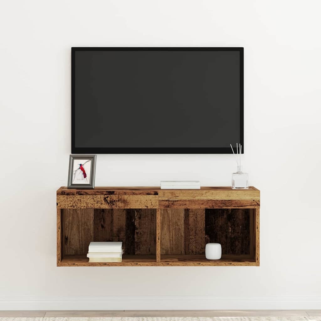 VidaXL TV-kast Wandgemonteerd Oud hout 80 x 30 x 30 cm Bewerkt hout