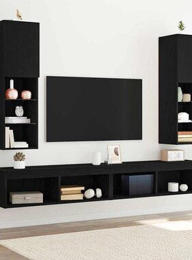 VidaXL TV-kast 2 pcs Zwart 30.5 x 30 x 102 cm Bewerkt hout