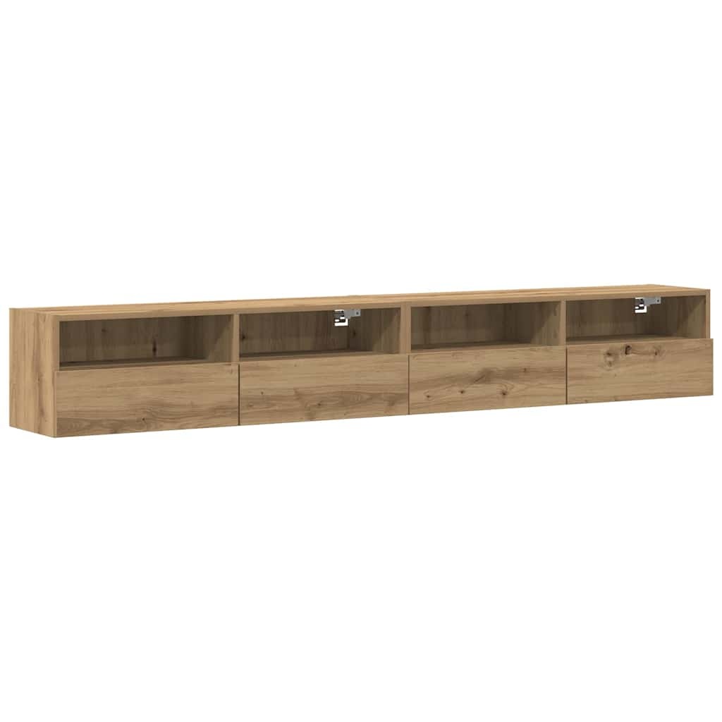 VidaXL TV Wandkast 2 pcs artisanaal eikenkleurig 100 x 30 x 30 cm