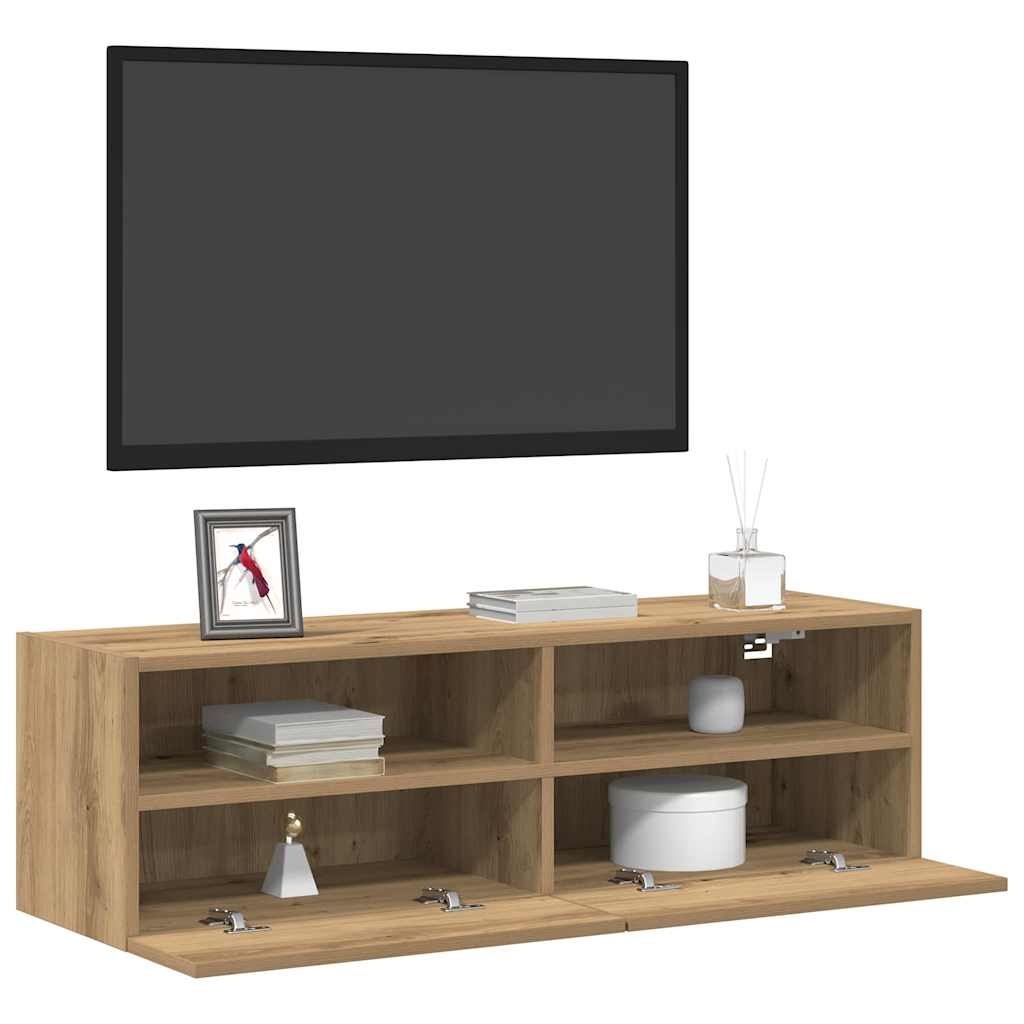 VidaXL TV Wandkast 2 pcs artisanaal eikenkleurig 100 x 30 x 30 cm