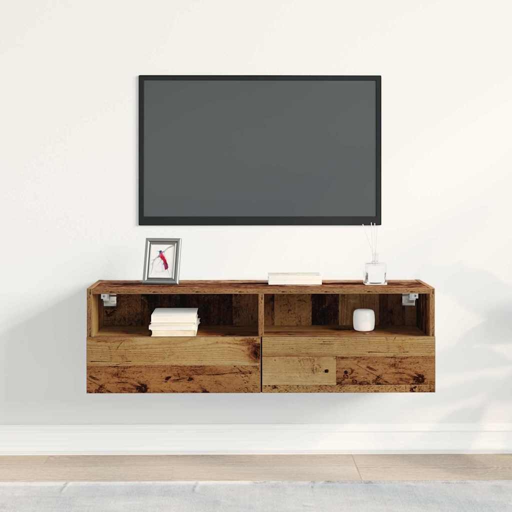 VidaXL TV Wandkast Oud hout 100 x 30 x 30 cm Bewerkt hout