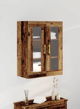 VidaXL Wandkast Wandgemonteerd Oud hout 69.5 x 34 x 90 cm Bewerkt hout