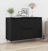 VidaXL Dressoir met lade Zwart eiken 101.5 x 35 x 70 cm Bewerkt hout