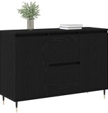 VidaXL Dressoir met lade Zwart eiken 101.5 x 35 x 70 cm Bewerkt hout