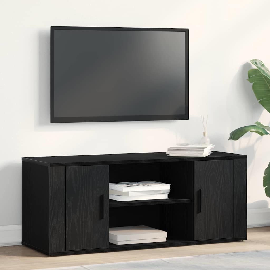 VidaXL TV Kast Zwart eiken 100 x 35 x 40 cm Bewerkt hout