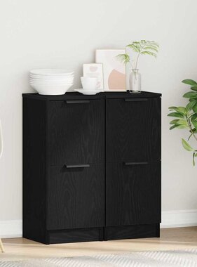 VidaXL Dressoir 2 pcs Zwart eiken 30 x 30 x 70 cm Bewerkt hout