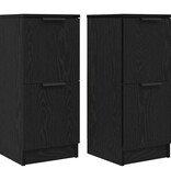 VidaXL Dressoir 2 pcs Zwart eiken 30 x 30 x 70 cm Bewerkt hout
