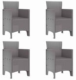 VidaXL Tuinstoel 4 pcs Lichtgrijs 53 x 49 x 85 cm PP