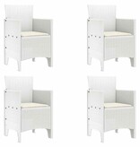 VidaXL Tuinstoel 4 pcs Wit 53 x 49 x 85 cm PP