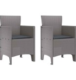 VidaXL Tuinstoel 2 pcs Lichtgrijs 53 x 49 x 85 cm PP