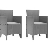 VidaXL Tuinstoel 2 pcs Lichtgrijs 53 x 49 x 85 cm PP