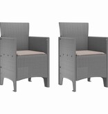 VidaXL Tuinstoel 2 pcs Lichtgrijs 53 x 49 x 85 cm PP