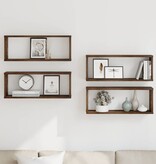 VidaXL Wandschappen kubus 4 st 60x15x23 cm bewerkt hout gerookt eiken