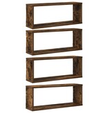 VidaXL Wandschappen kubus 4 st 60x15x23 cm bewerkt hout gerookt eiken
