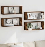 VidaXL Wandschappen kubus 4 st 60x15x23 cm bewerkt hout gerookt eiken