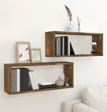 VidaXL Wandschappen kubus 2 st 60x15x23 cm bewerkt hout gerookt eiken
