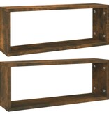 VidaXL Wandschappen kubus 2 st 60x15x23 cm bewerkt hout gerookt eiken