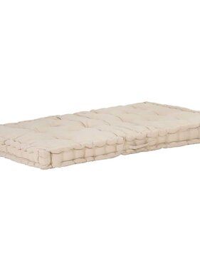 VidaXL Palletvloerkussen 120x80x10 cm katoen beige