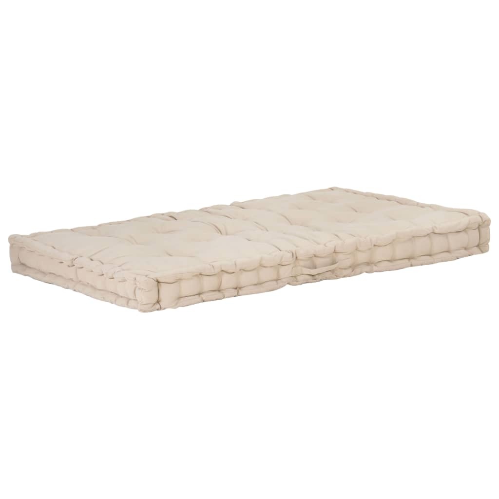 VidaXL Palletvloerkussen 120x80x10 cm katoen beige