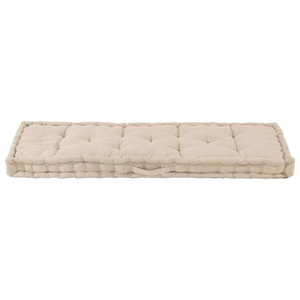 VidaXL Palletvloerkussen 120x40x7 cm katoen beige