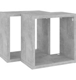 VidaXL Wandschappen kubus 2 st 26x15x26 cm betongrijs