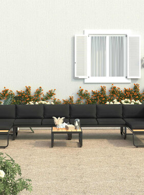 VidaXL 5-delige Tuinhoekbankenset met kussens aluminium en HKC