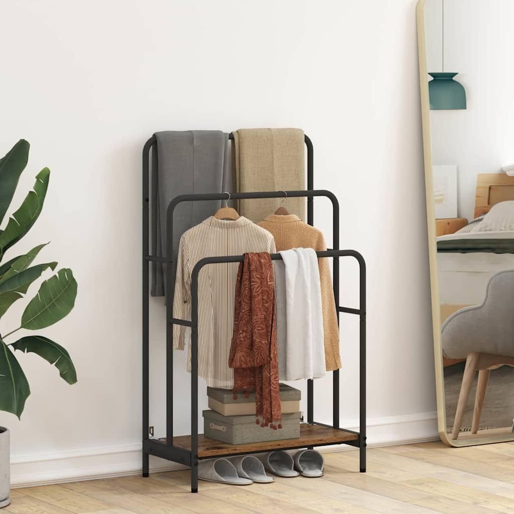 VidaXL Kledingrek met plank Oud hout 60 x 30 x 100.5 cm Bewerkt hout