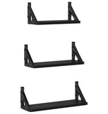 VidaXL Wandplankenset 3 pcs Zwart eiken 37 x 12 x 13 cm Bewerkt hout