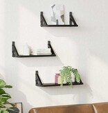VidaXL Wandplankenset 3 pcs Zwart eiken 37 x 12 x 13 cm Bewerkt hout